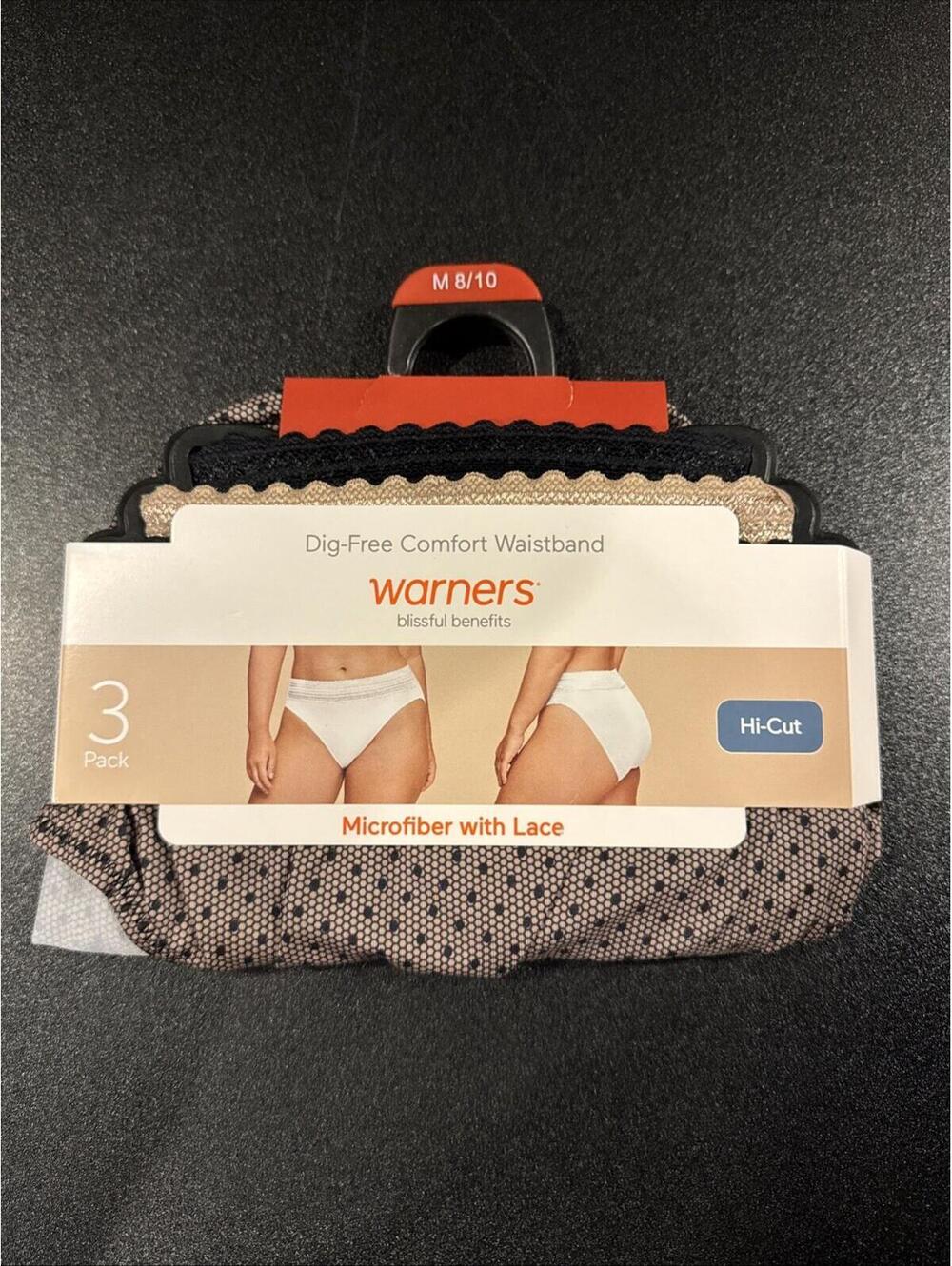 Warners Blissful Dig-Free Comfort Waistband w/ Lace Microfiber Hi-Cut M (307,8)
